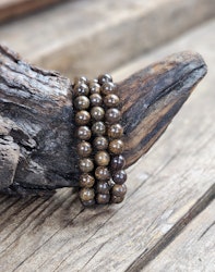 Bronzit, armband 8mm runda pärlor