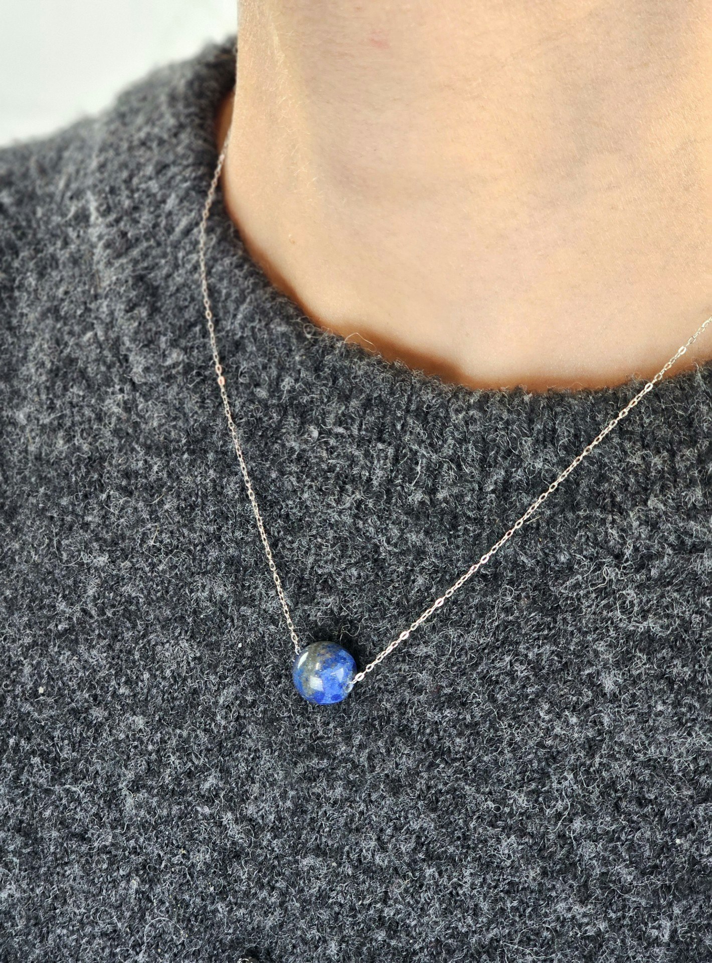 Lapis Lazuli kula, halsband 925 silver