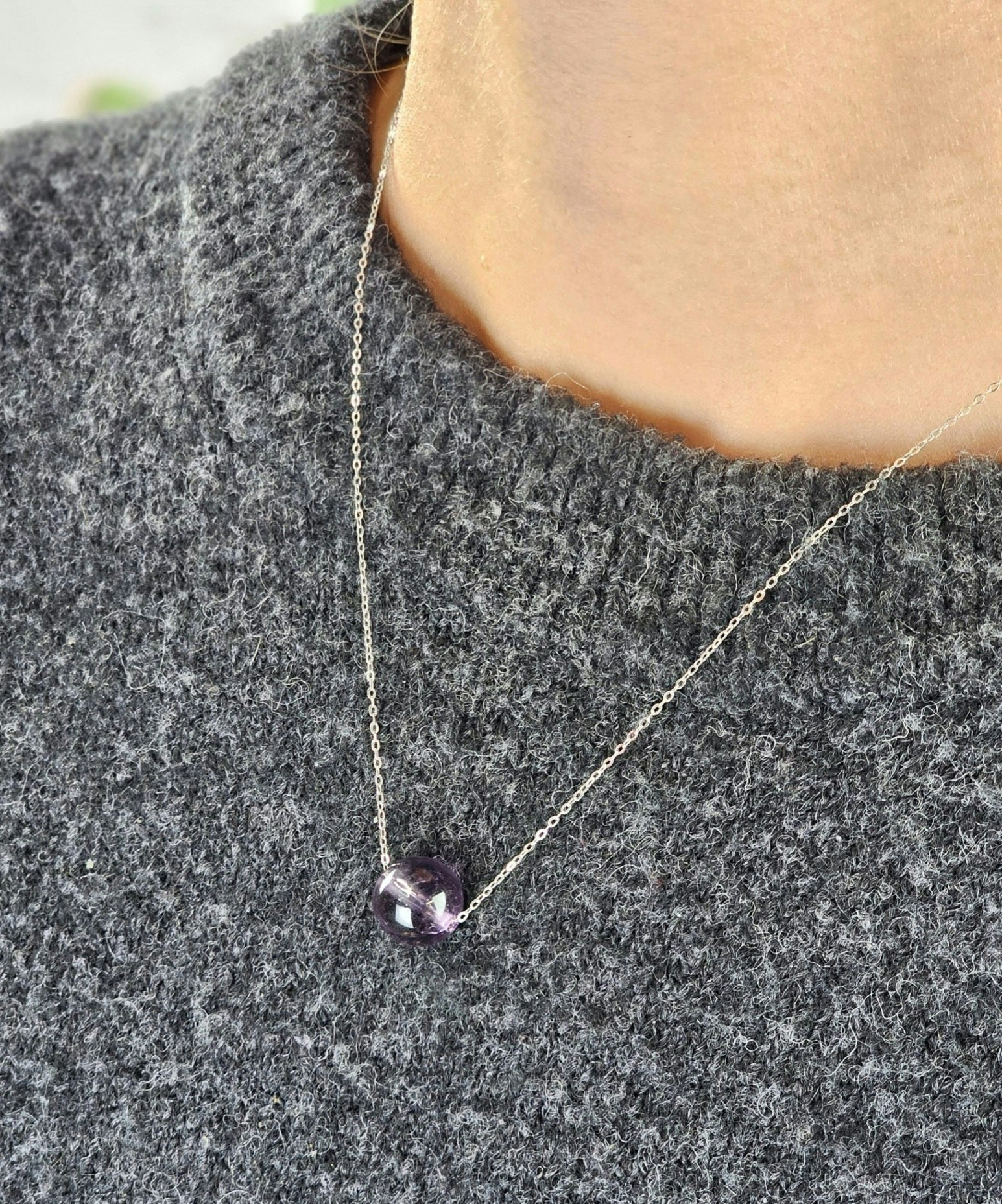Ametist kula, halsband 925 silver