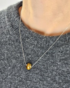 Tigeröga kula, halsband 925 silver