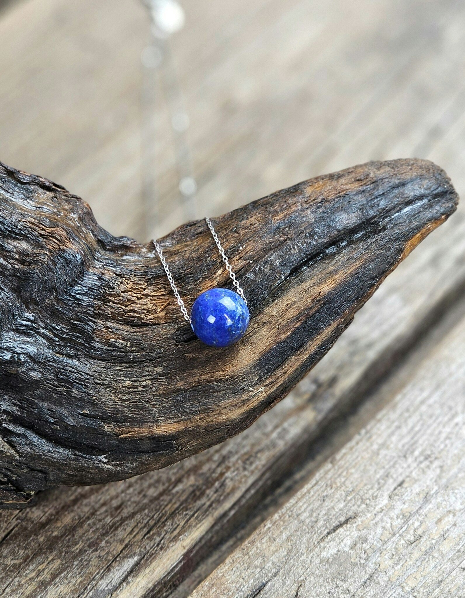 Lapis Lazuli kula, halsband 925 silver