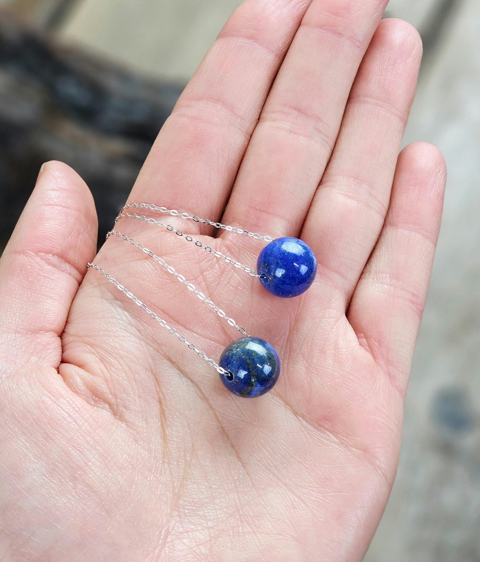 Lapis Lazuli kula, halsband 925 silver