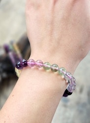 Fluorit mix extra, armband 8mm runda pärlor