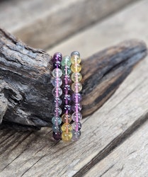 Fluorit mix extra, armband 8mm runda pärlor