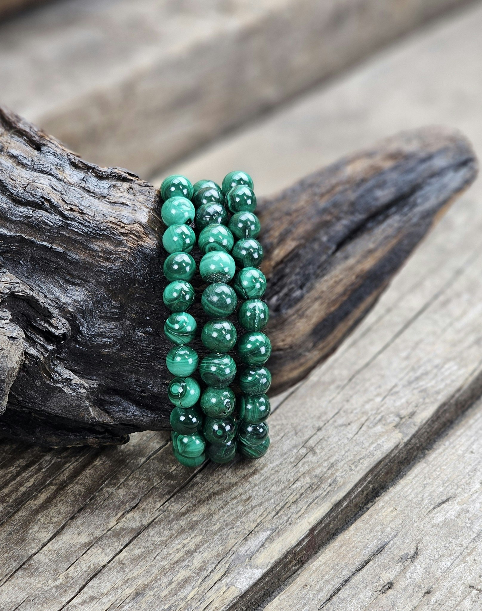Malakit, armband 8mm runda pärlor
