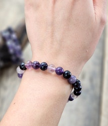 Lila Fluorit, armband 8mm runda pärlor