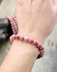 Rosa Rodonit, armband 8mm runda pärlor