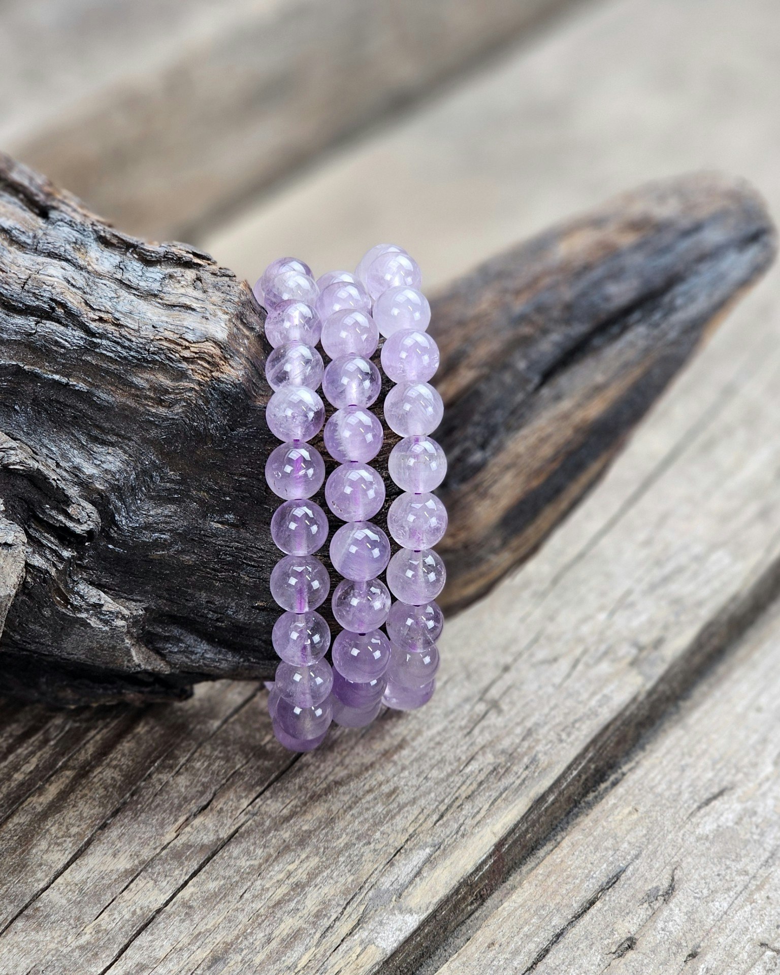 Lavendel Ametist, armband 8mm runda pärlor
