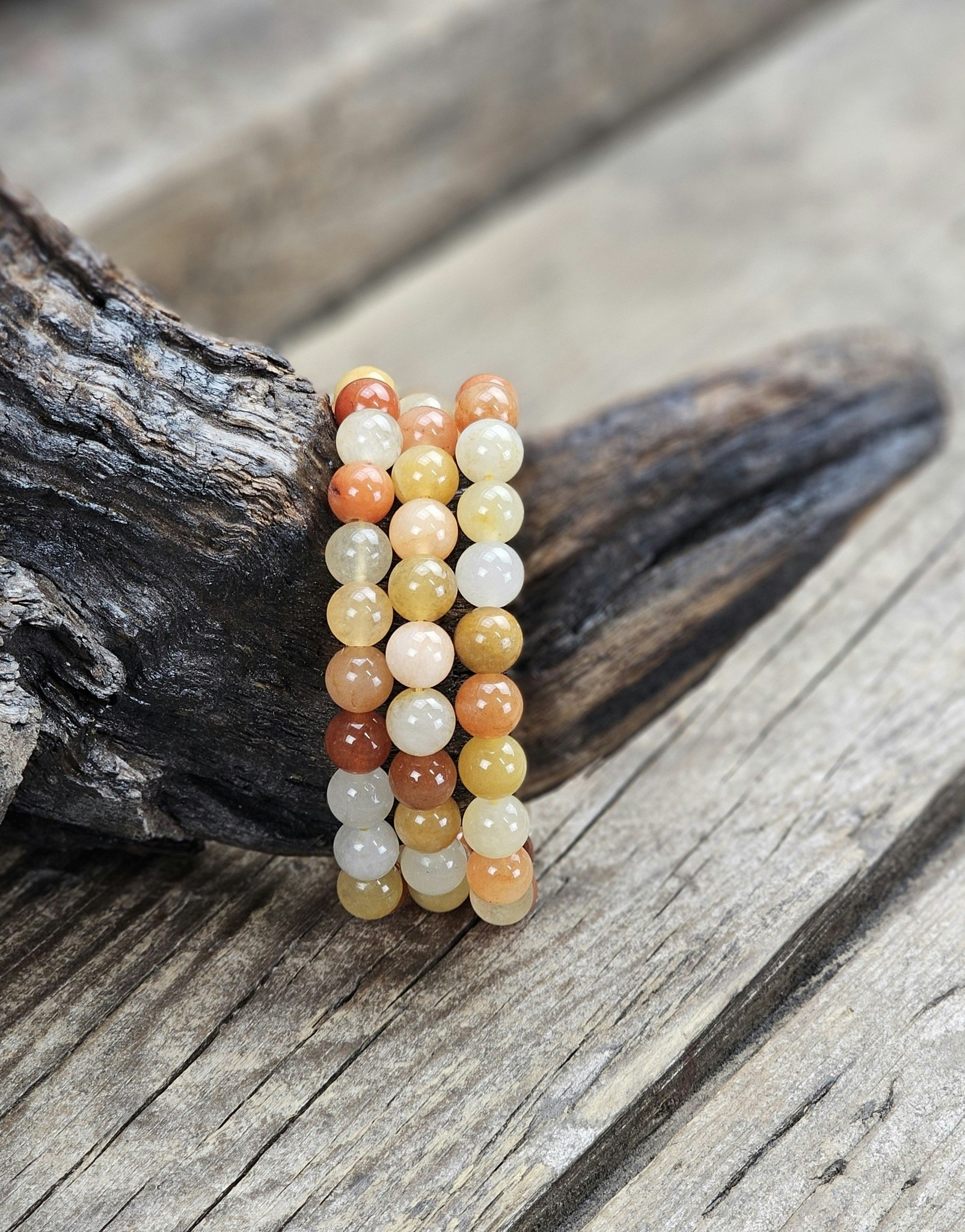 Honungsjade mix, armband 8mm runda pärlor