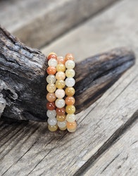 Honungsjade mix, armband 8mm runda pärlor