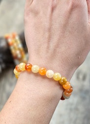 Honungsjade mix, armband 8mm runda pärlor