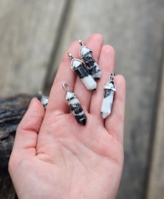 Zebrajaspis polerad spets, silverpläterat hänge