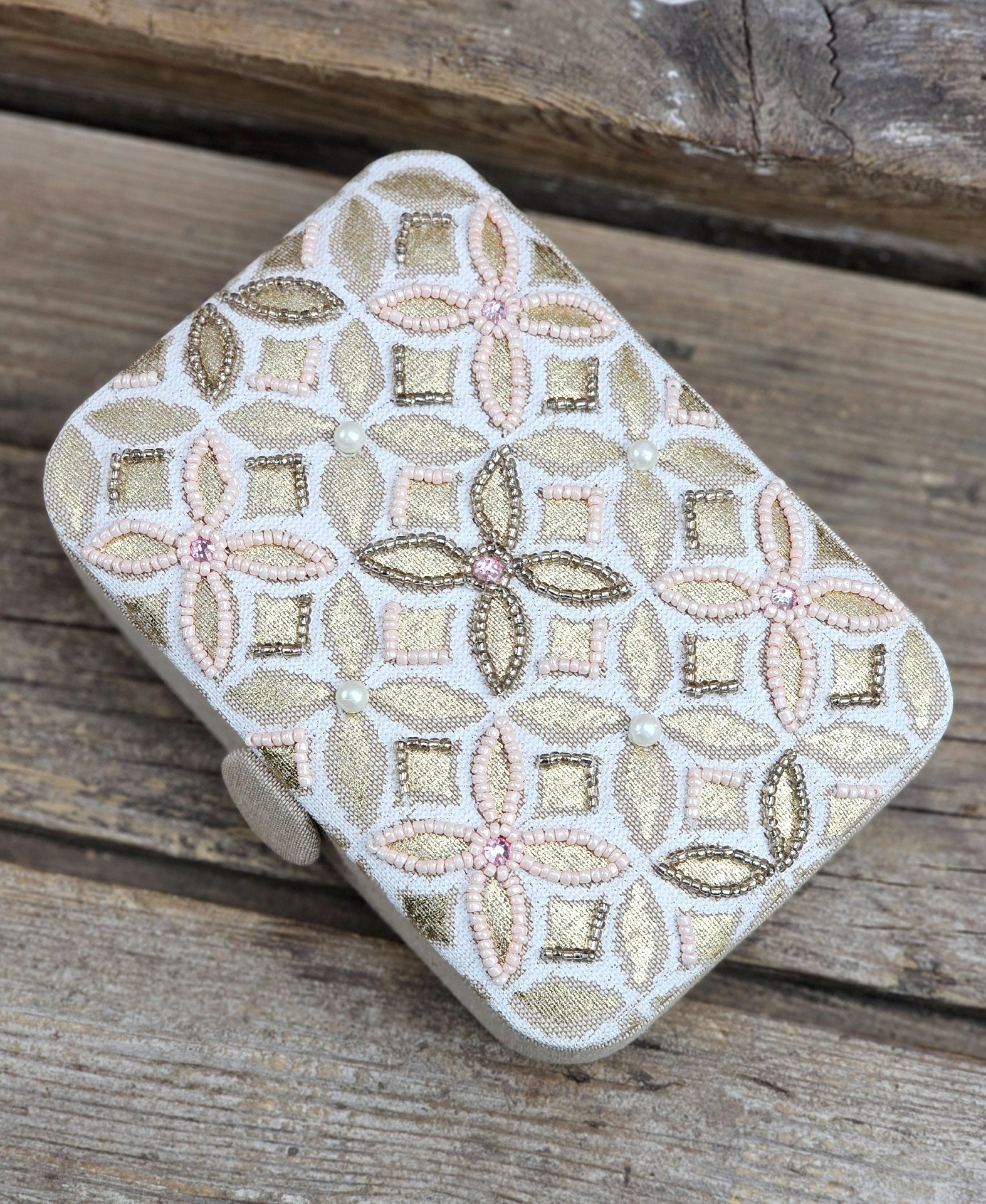 Broderad ask för smycken, kristaller och tarotkort, Flower Of Life