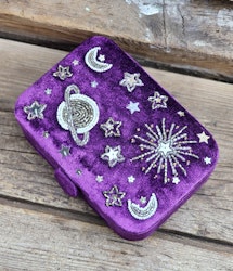 Broderad ask för smycken, kristaller och tarotkort, Galax