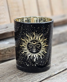 Ljuslykta stor svart & guld, Solen och månen