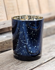 Ljuslykta stor blå & guld, Stjärntecken Zodiac Constellations