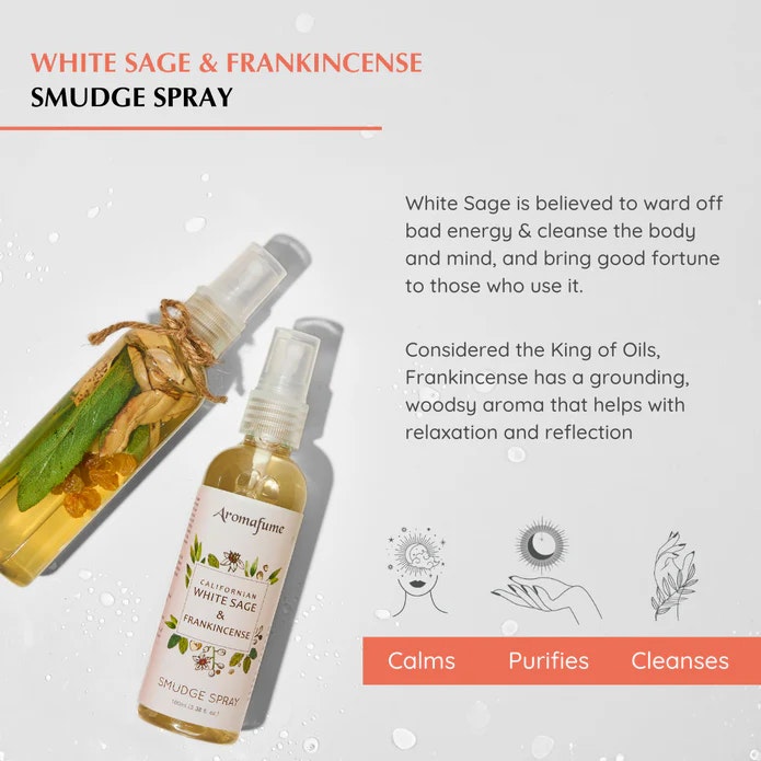 Aromafume - Natural Smudge Spray, White Sage & Frankincense