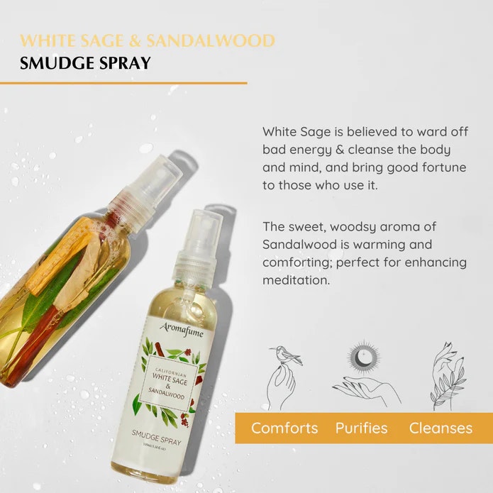 Aromafume - Natural Smudge Spray, White Sage & Sandalwood