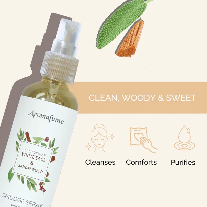 Aromafume - Natural Smudge Spray, White Sage & Sandalwood