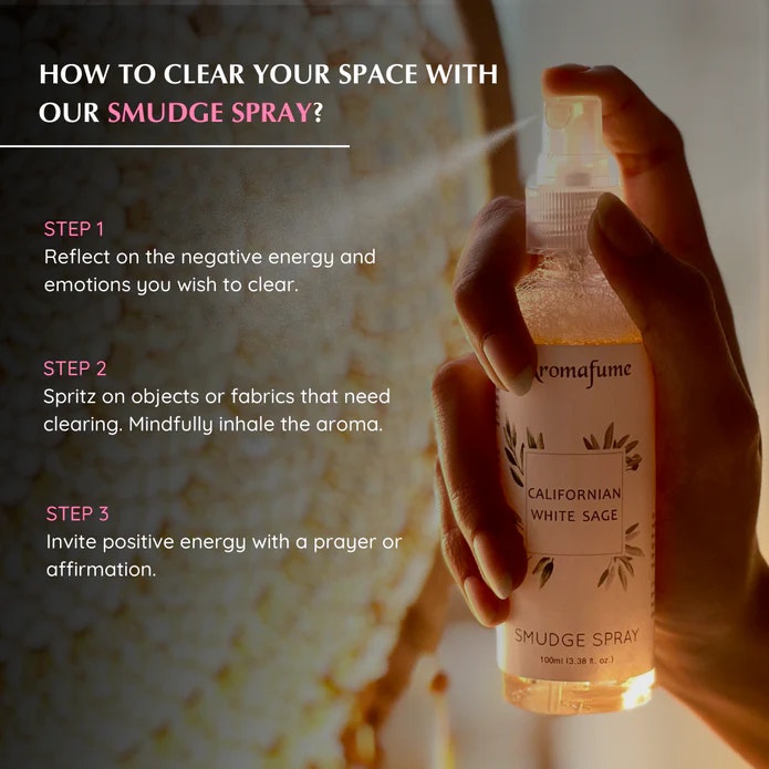 Aromafume - Natural Smudge Spray, White Sage & Rose