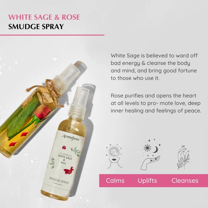 Aromafume - Natural Smudge Spray, White Sage & Rose