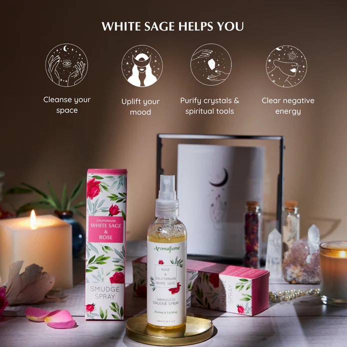 Aromafume - Natural Smudge Spray, White Sage & Rose