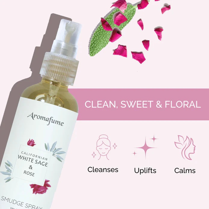 Aromafume - Natural Smudge Spray, White Sage & Rose