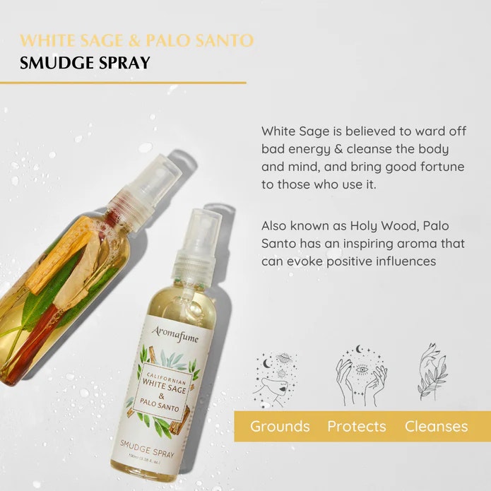 Aromafume - Natural Smudge Spray, White Sage & Palo Santo