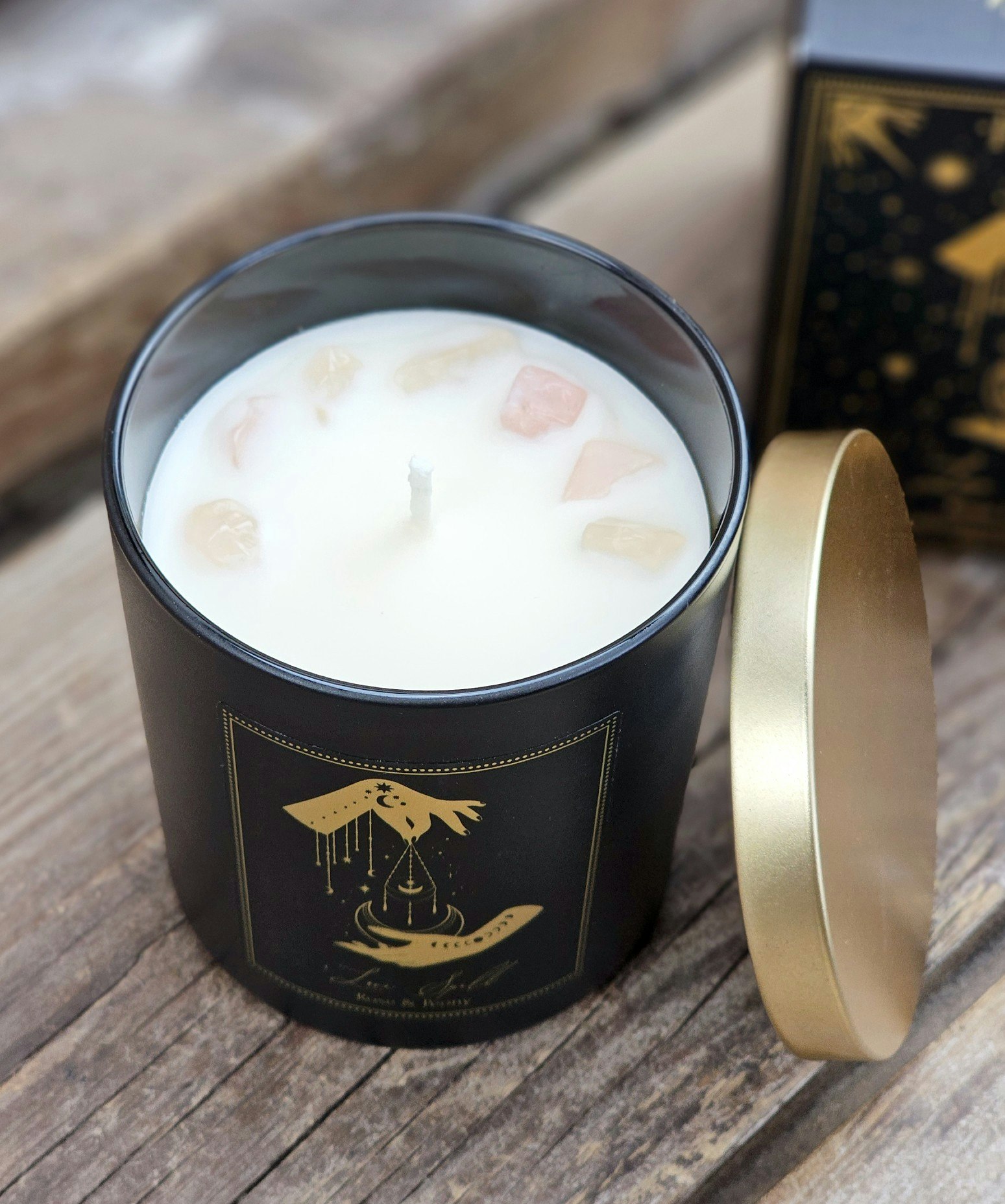PureWorks - Love Spell - Rose & Peony, doftljus för manifestation med Rosenkvarts 50h