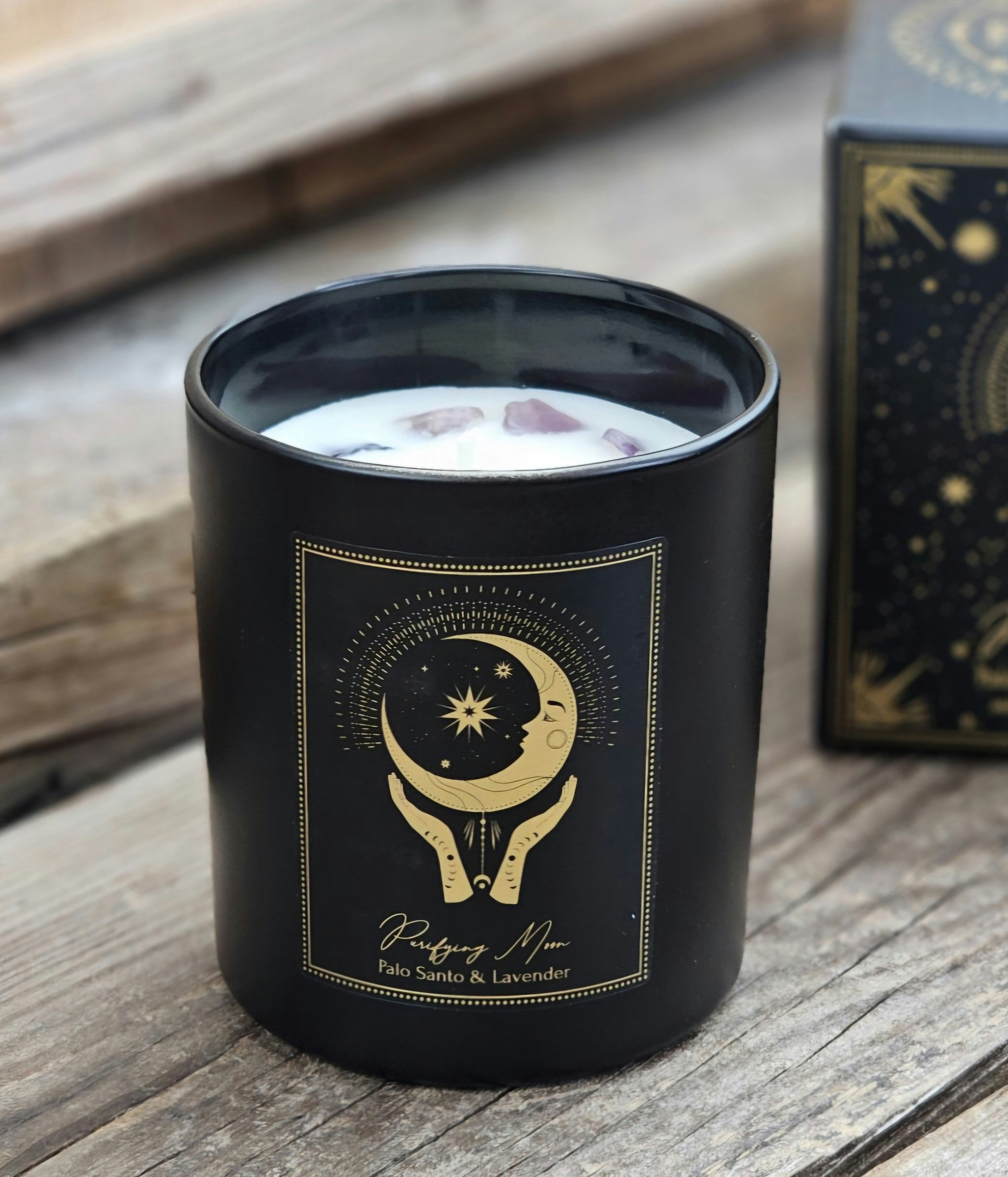 PureWorks - Purifying Moon - Palo Santo & Lavender, doftljus för manifestation med Ametist 50h