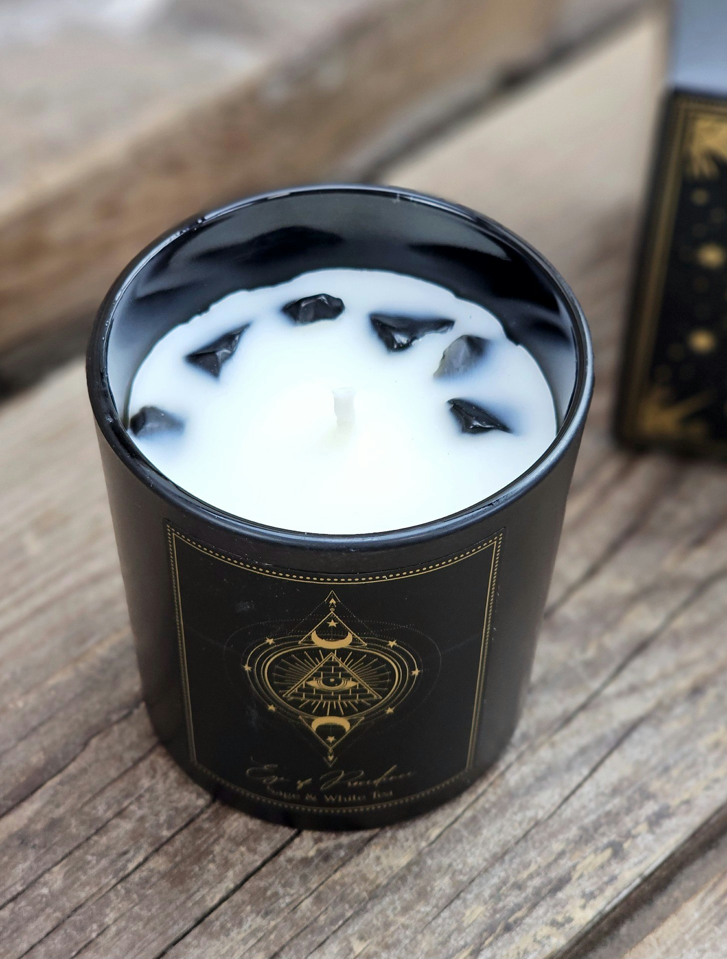 PureWorks - Eye of Providence - Sage & White Tea, doftljus för manifestation med Svart Obsidian 20h
