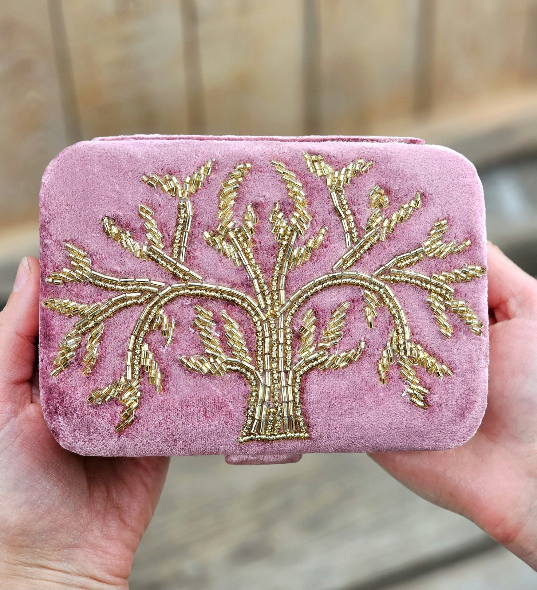 Broderad ask för smycken, kristaller och tarotkort, Tree Of Life
