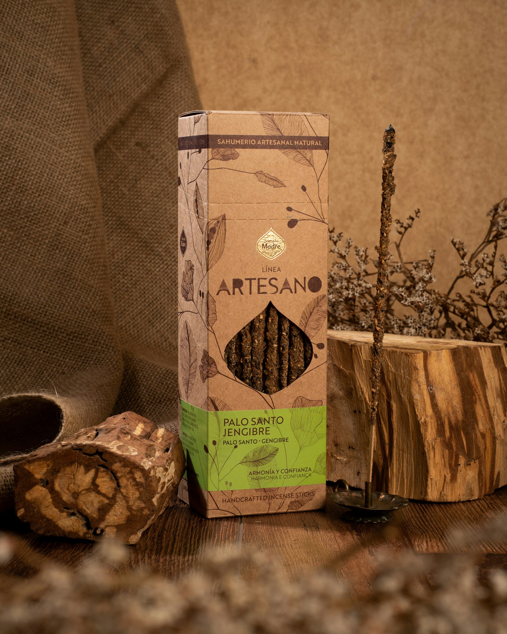 Sagrada Madre Artesano x 1 line - Palo Santo & Ingefära, rökelsepinne styckvis