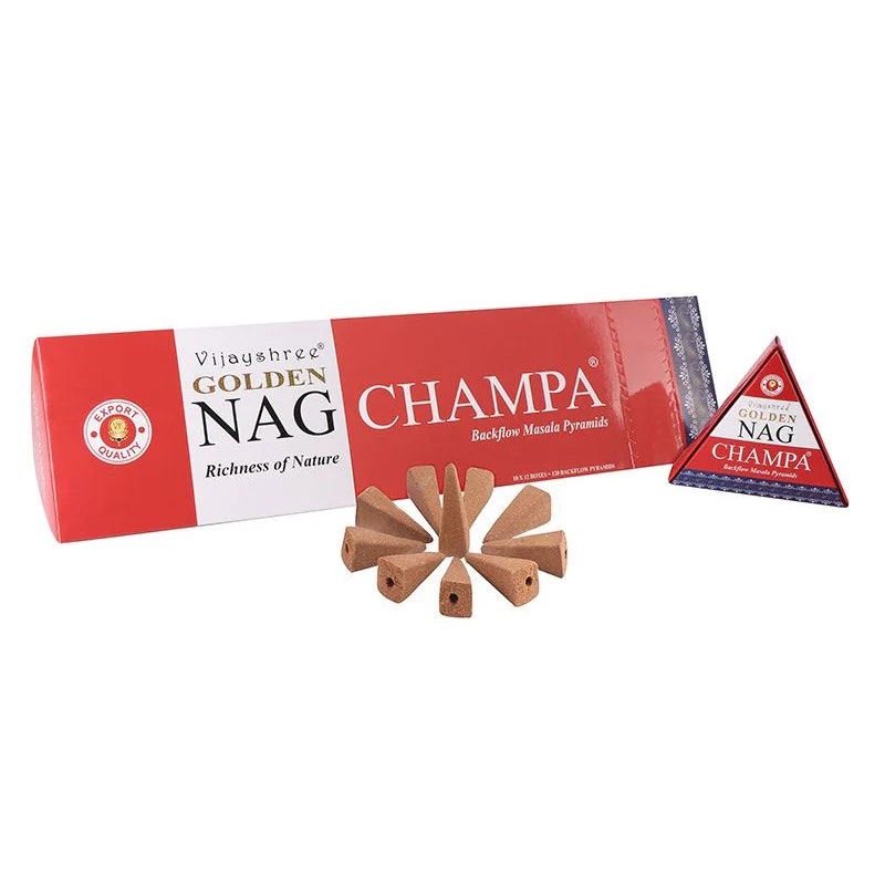 Vijayshree - Golden Nag Champa, rökelsekoner backflow