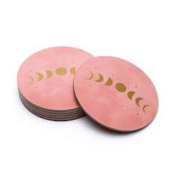 Glasunderlägg, månfaser rosa 6-pack