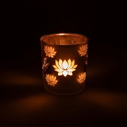 Ljuslykta liten frostat glas, Rosa Lotus
