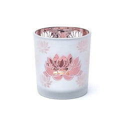 Ljuslykta liten frostat glas, Rosa Lotus