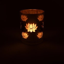 Ljuslykta stor frostat glas, Rosa Lotus