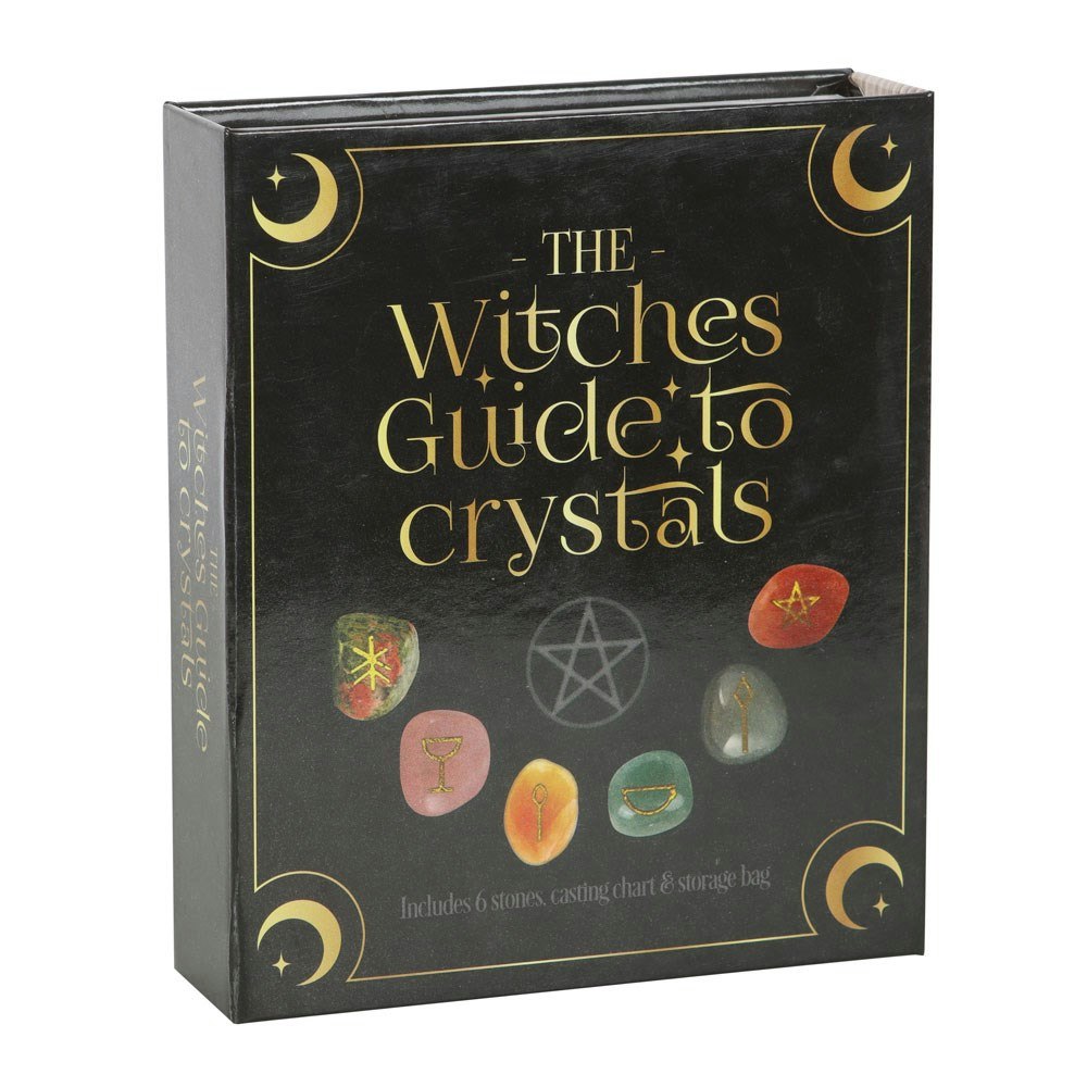 The Witches Guide to Crystals, presentförpackning kit / Kristallkit - Trumlade stenar med runor