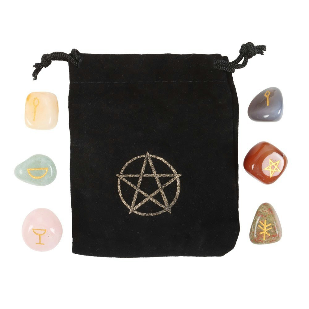 The Witches Guide to Crystals, presentförpackning kit / Kristallkit - Trumlade stenar med runor