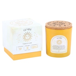Gemini (Tvillingarna) - Lavender & Cedarwood, Zodiac doftljus med Gul Jade 21h