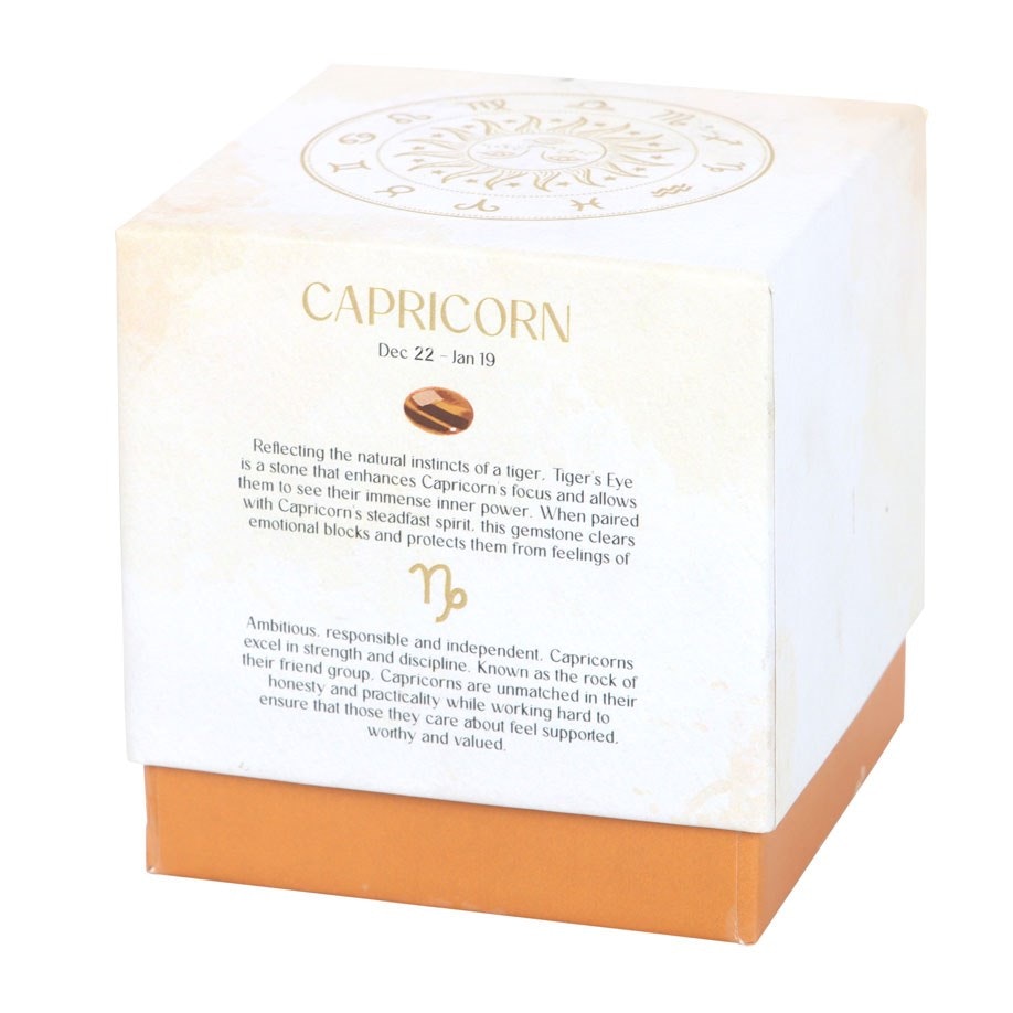 Capricorn (Stenbocken) - Sandalwood & Jasmine, Zodiac doftljus med Tigeröga 21h