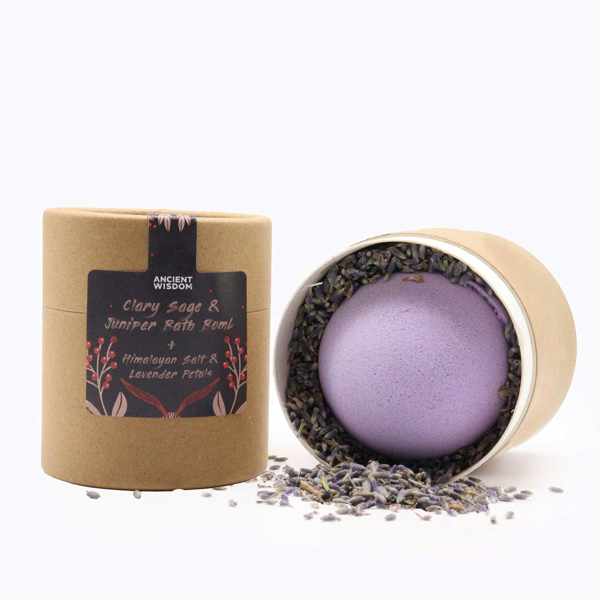 Ancient Wisdom - Muskatellsalvia & Juniper, Badbomb, badsalt & blomblad kit