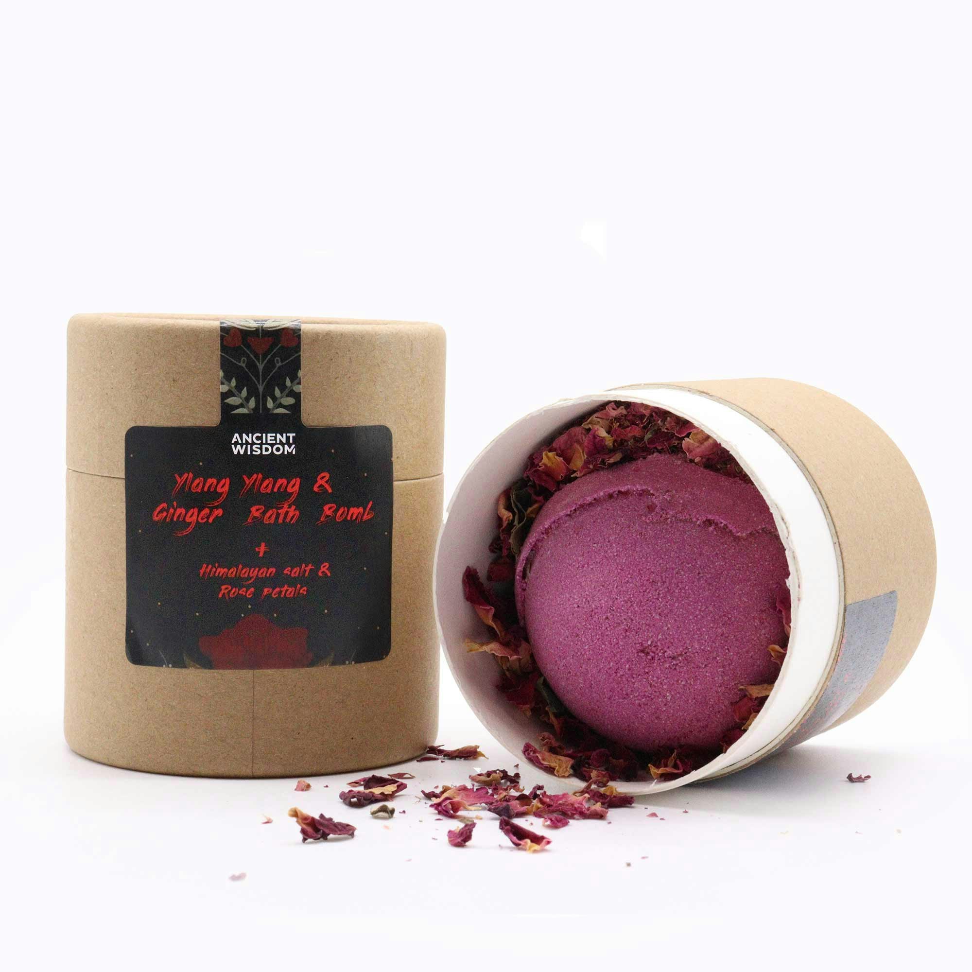 Ancient Wisdom - Ylang Ylang & Ingefära, Badbomb, badsalt & blomblad kit
