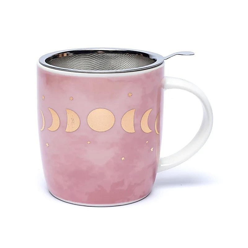 Mugg, rosa med guld Månfaser