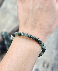 Aktinolit, armband 6mm runda pärlor