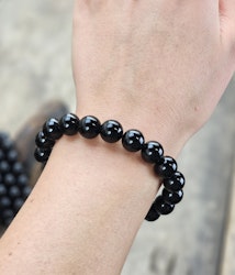 Svart Obsidian, armband 10mm runda pärlor