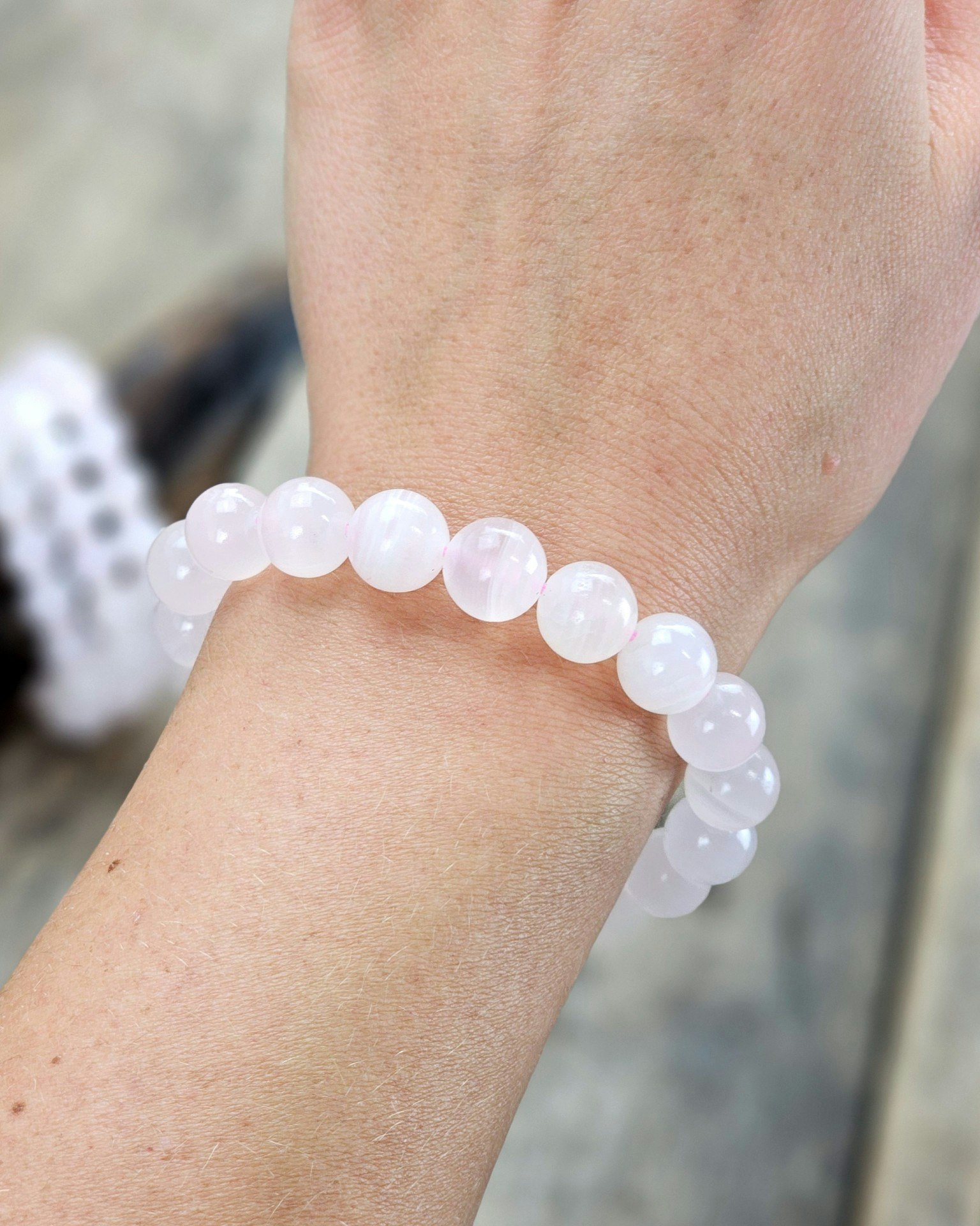 Rosa Kalcit (Manganokalcit), armband 10mm runda pärlor