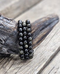 Guldobsidian, armband 8mm runda pärlor