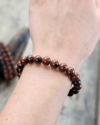 Mahogny Obsidian, armband 8mm runda pärlor